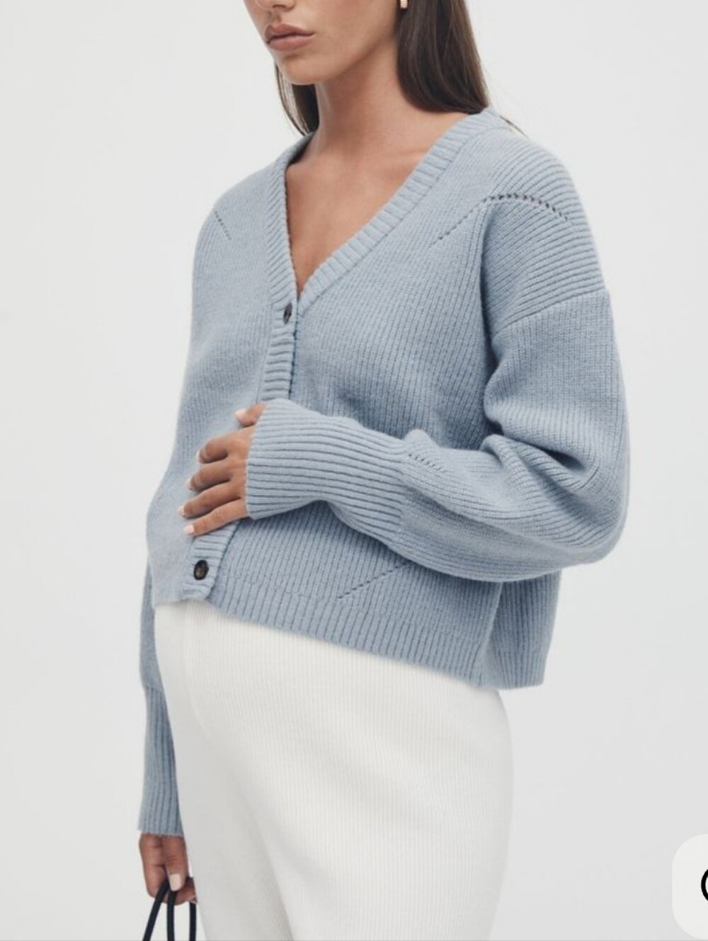 Legoe Heritage Dusty Blue Cardigan Chunky Knit Sweater Size 1, US size 4/6